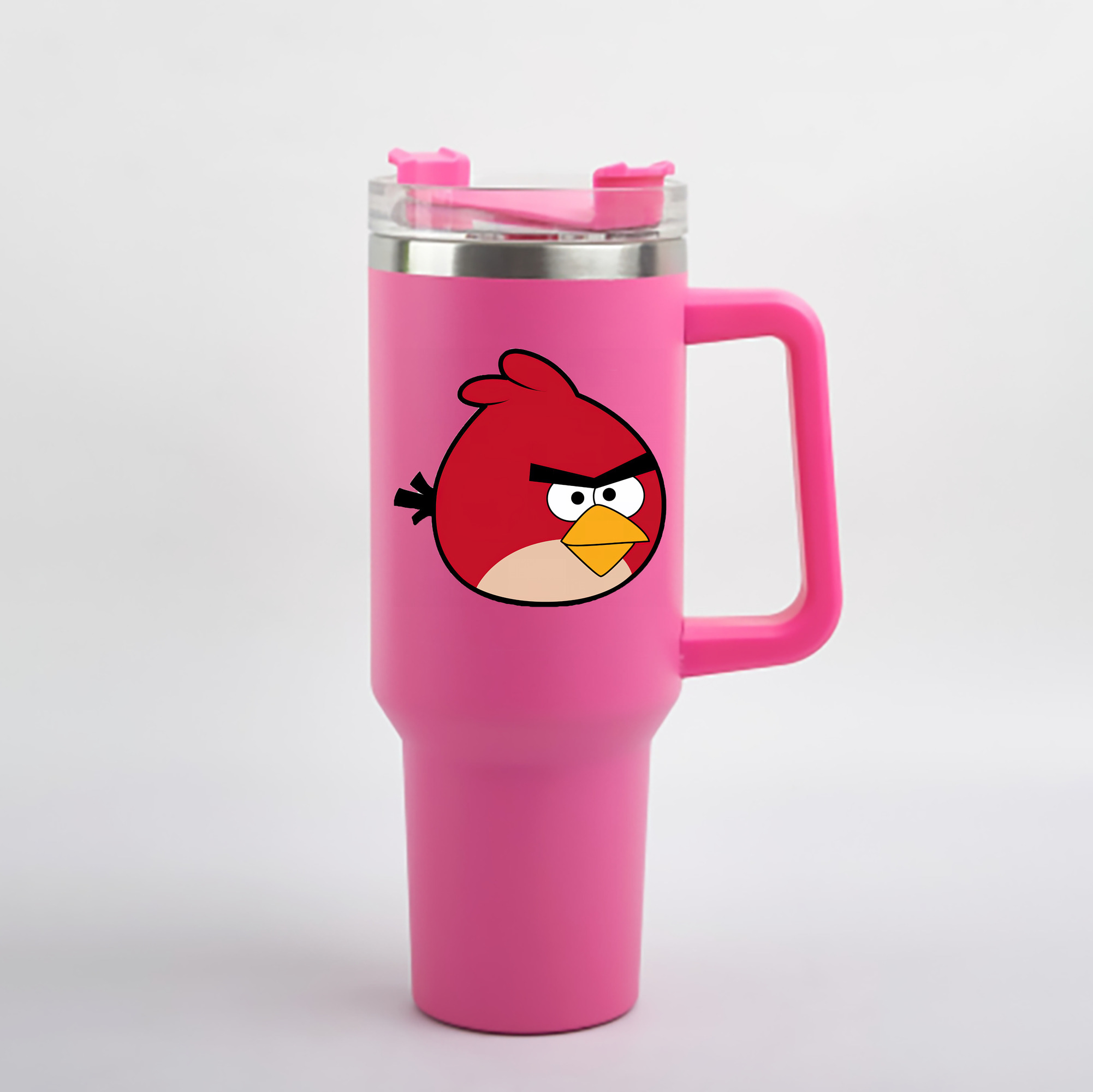 （画像用） Angry Birds アングリーバード 1200mL車用タンブラー - クリスタルステッカー（プラスチックストロー付き）